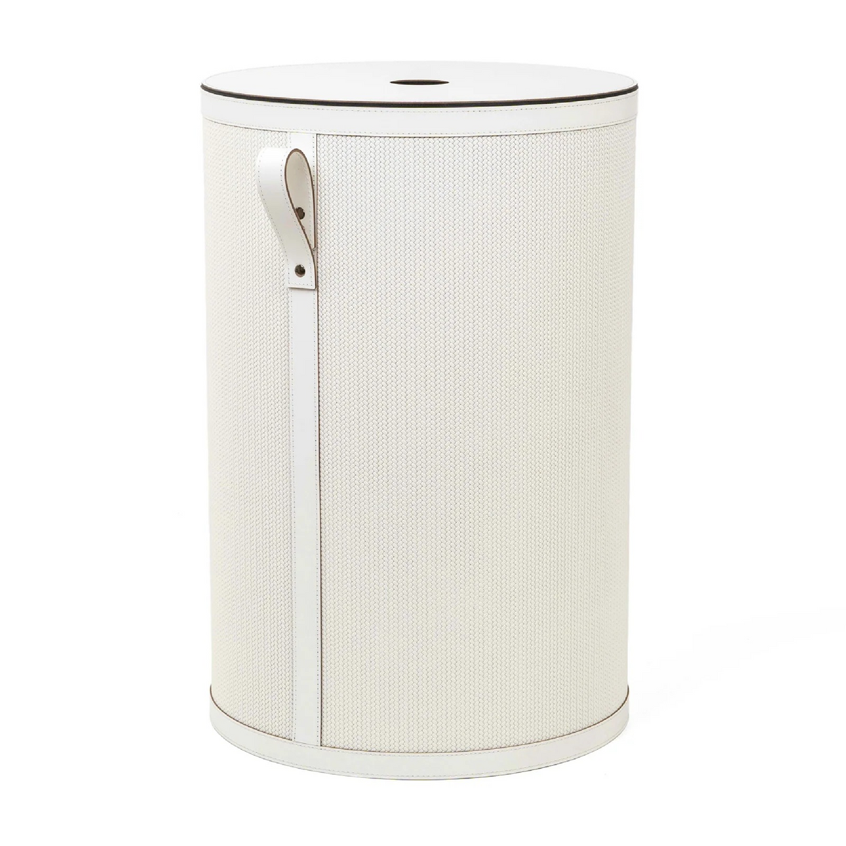   Round Lidded Leather Basket | Oroa.com