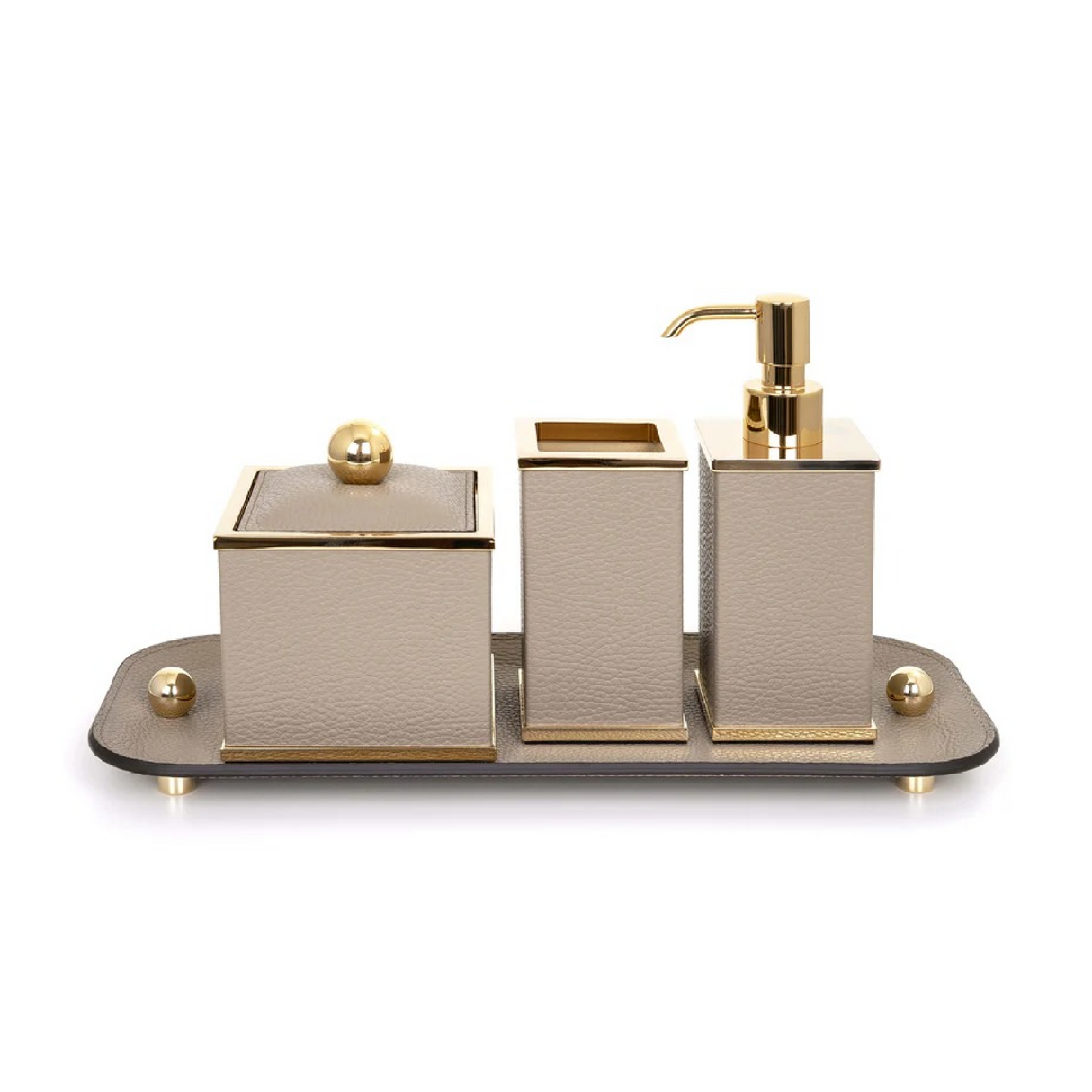   Leather Covered Square Bathroom Set | Oroa.com