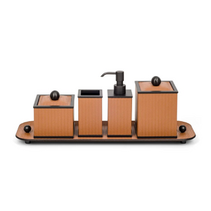   Leather Covered Square Bathroom Set | Oroa.com