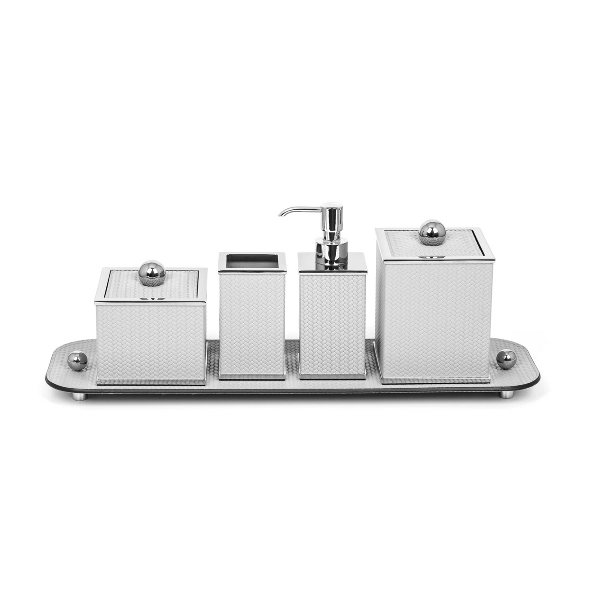   Leather Covered Square Bathroom Set | Oroa.com