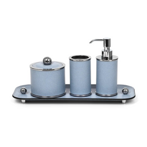   Leather Covered Round Bathroom Set | Oroa.com