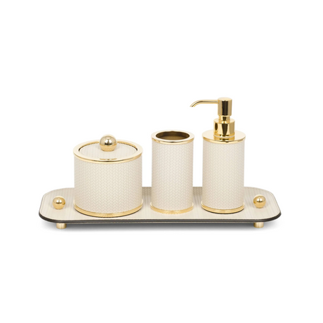   Leather Covered Round Bathroom Set | Oroa.com