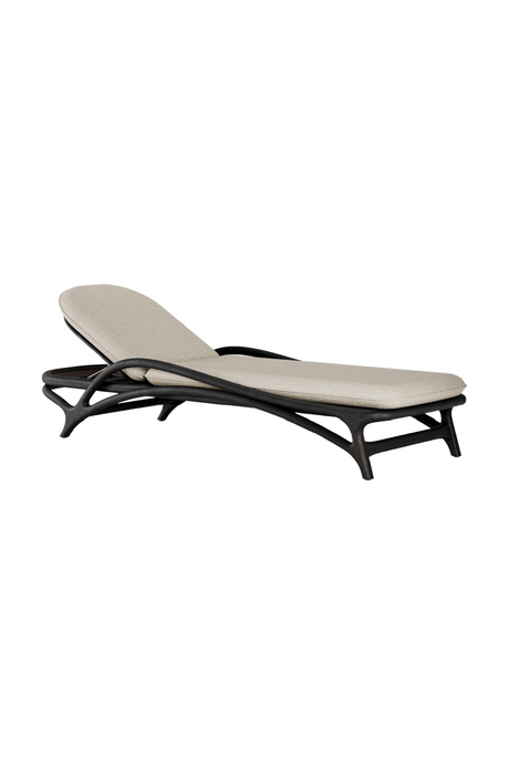   Adjustable Varnished Teak Outdoor Lounger | Oroa.com