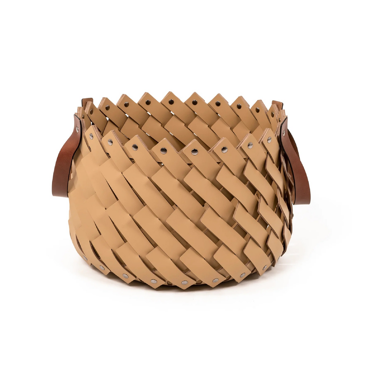   Leather Strips Basket with Handles S | Oroa.com