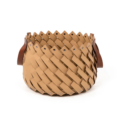   Leather Strips Basket with Handles S | Oroa.com