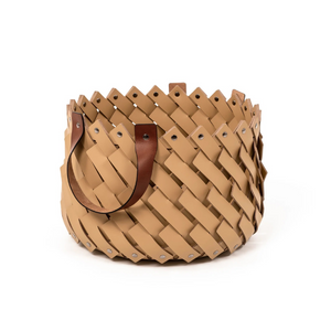   Leather Strips Basket with Handles S | Oroa.com