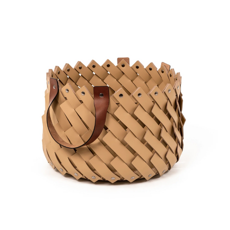   Leather Strips Basket with Handles S | Oroa.com