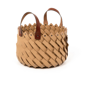   Leather Strips Basket with Handles S | Oroa.com