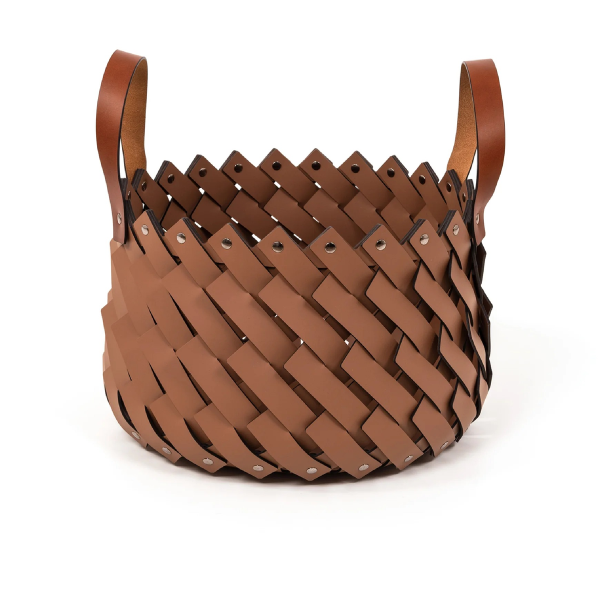   Leather Strips Basket with Handles S | Oroa.com