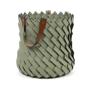   Leather Strips Basket with Handles M | Oroa.com
