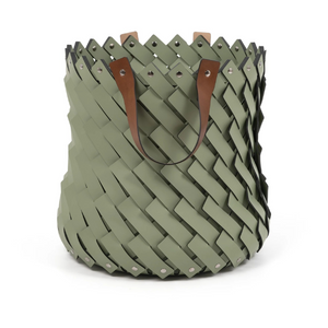   Leather Strips Basket with Handles M | Oroa.com