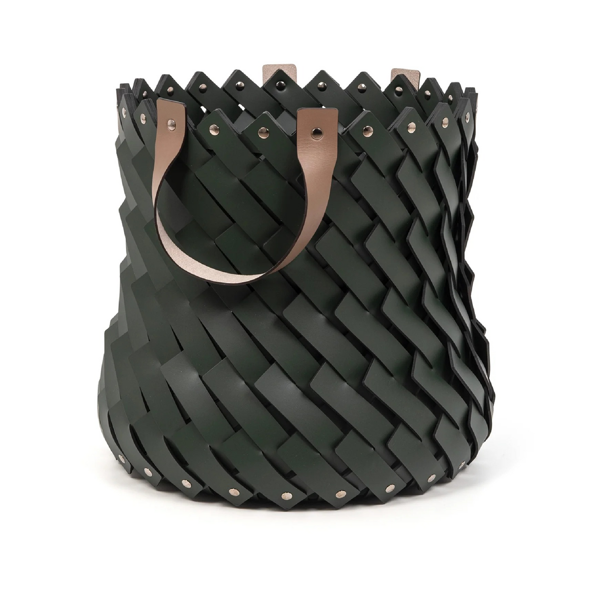   Leather Strips Basket with Handles M | Oroa.com