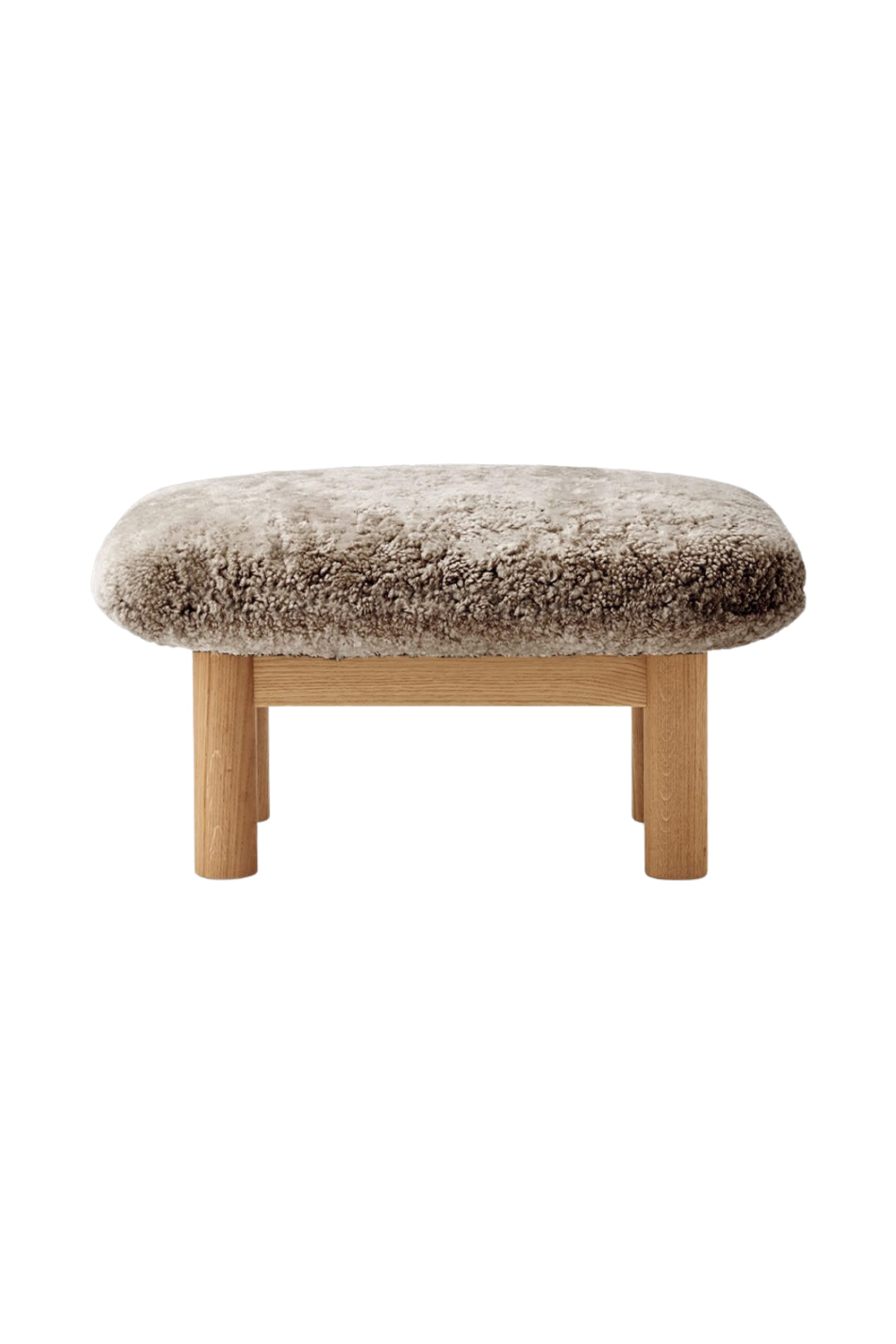   Wooden Leg Sheepskin Ottoman | Oroa.com