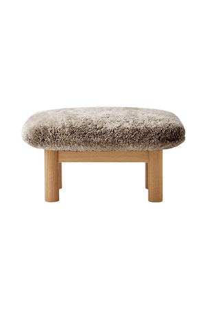   Wooden Leg Sheepskin Ottoman | Oroa.com