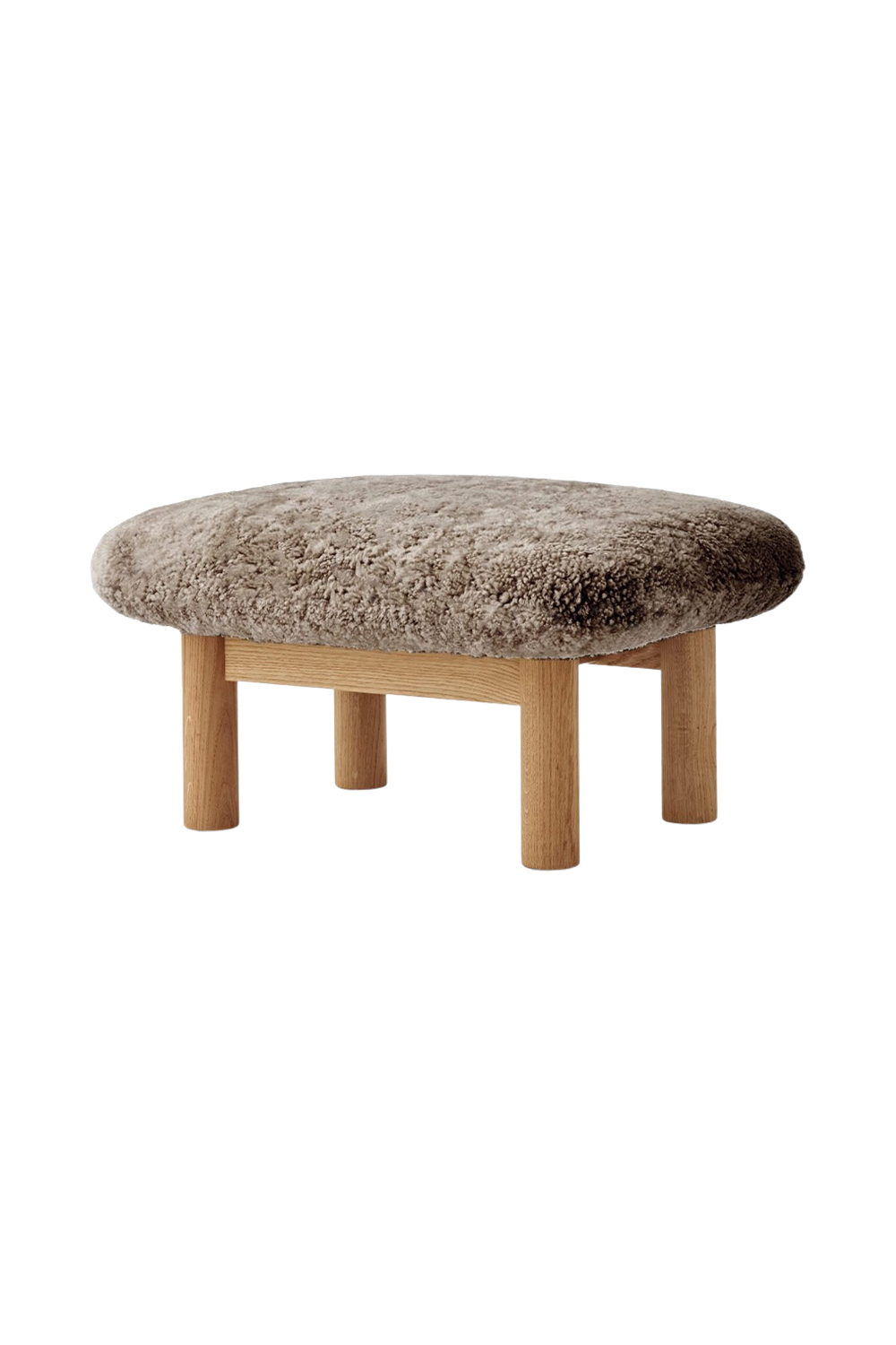   Wooden Leg Sheepskin Ottoman | Oroa.com