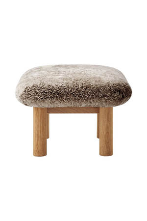   Wooden Leg Sheepskin Ottoman | Oroa.com