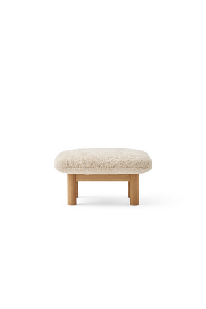   Wooden Leg Sheepskin Ottoman | Oroa.com