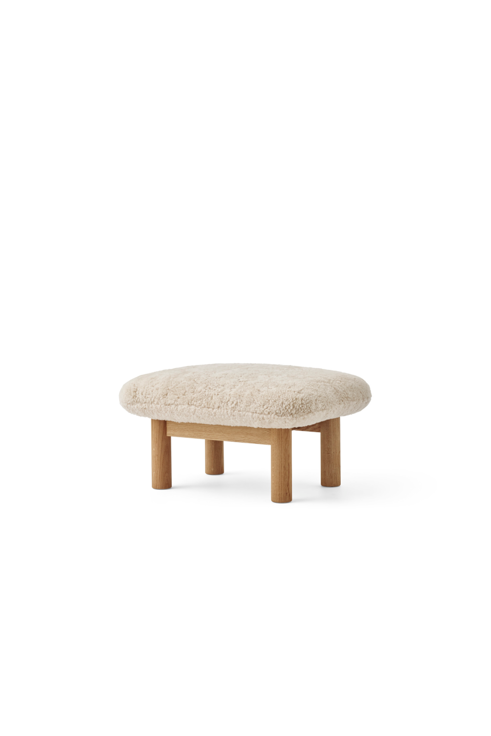   Wooden Leg Sheepskin Ottoman | Oroa.com
