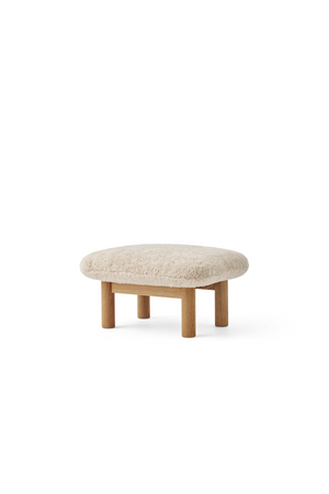   Wooden Leg Sheepskin Ottoman | Oroa.com