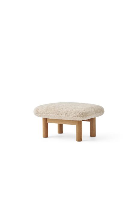   Wooden Leg Sheepskin Ottoman | Oroa.com