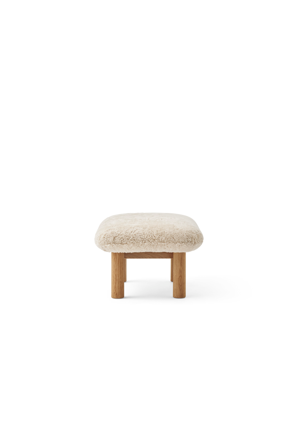   Wooden Leg Sheepskin Ottoman | Oroa.com