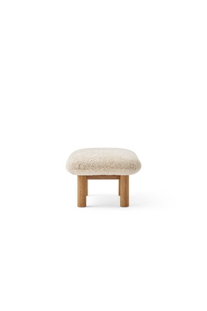   Wooden Leg Sheepskin Ottoman | Oroa.com