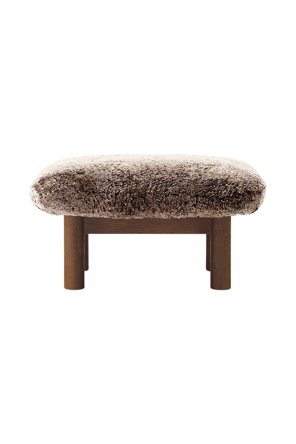   Wooden Leg Sheepskin Ottoman | Oroa.com
