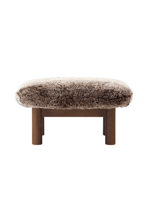  Wooden Leg Sheepskin Ottoman | Oroa.com
