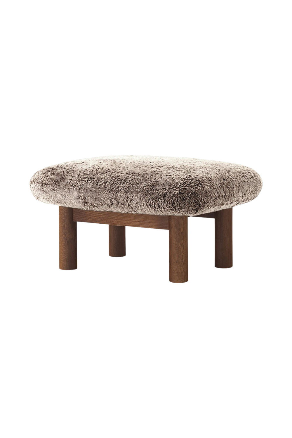   Wooden Leg Sheepskin Ottoman | Oroa.com