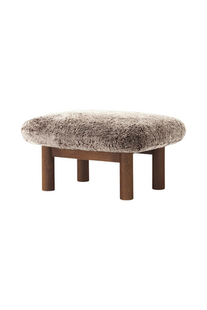   Wooden Leg Sheepskin Ottoman | Oroa.com