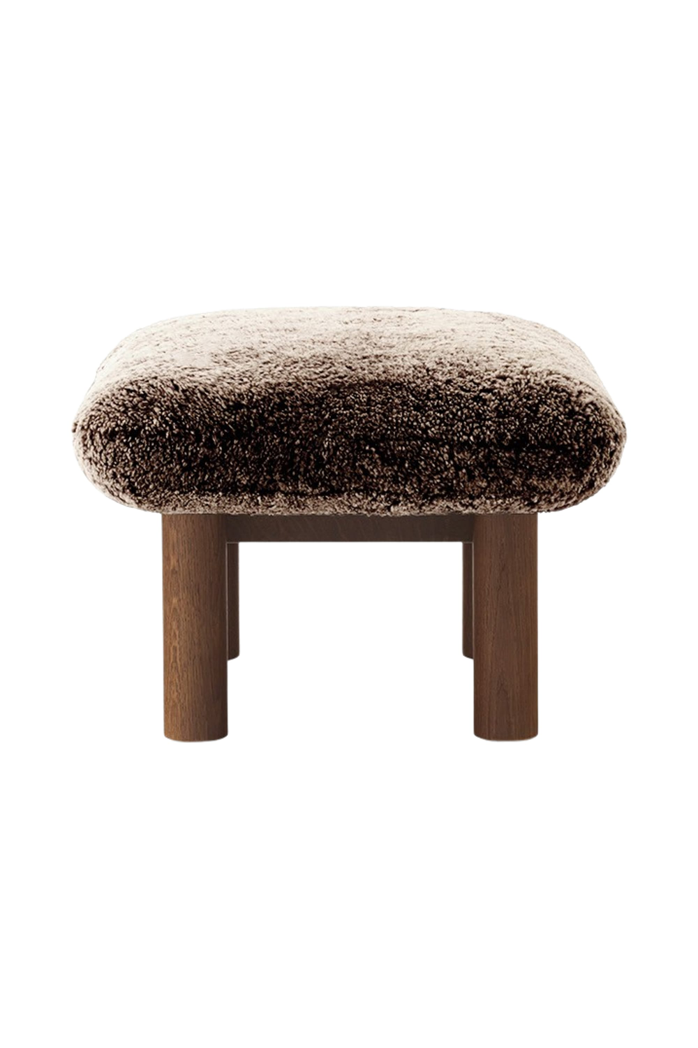   Wooden Leg Sheepskin Ottoman | Oroa.com