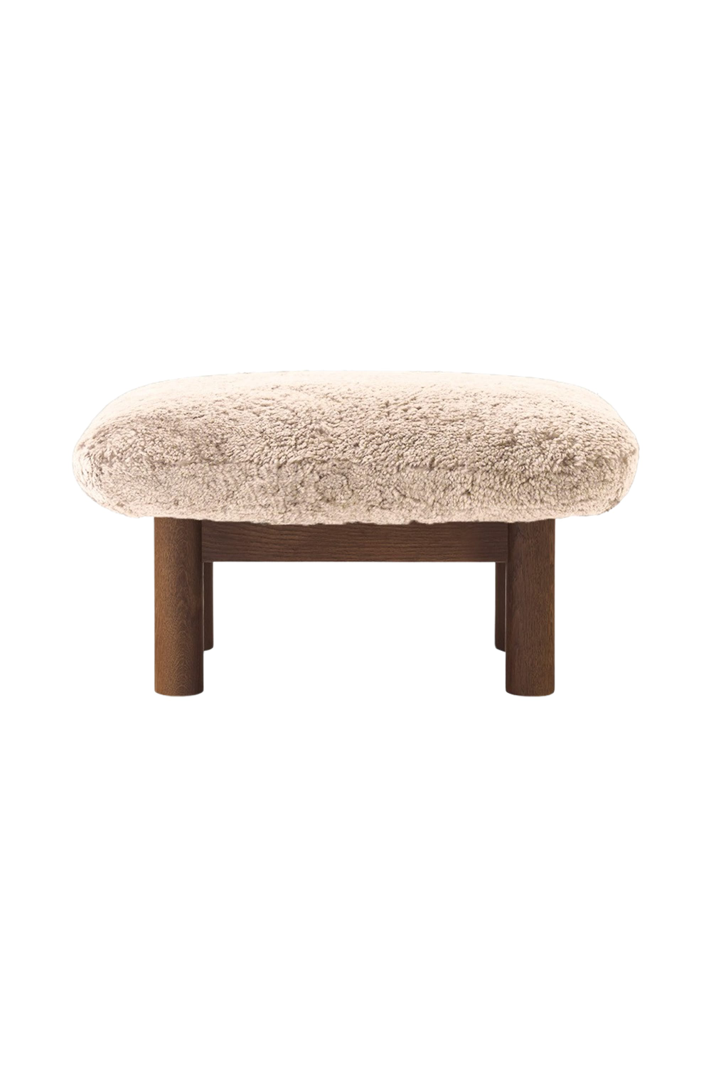   Wooden Leg Sheepskin Ottoman | Oroa.com