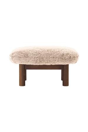   Wooden Leg Sheepskin Ottoman | Oroa.com