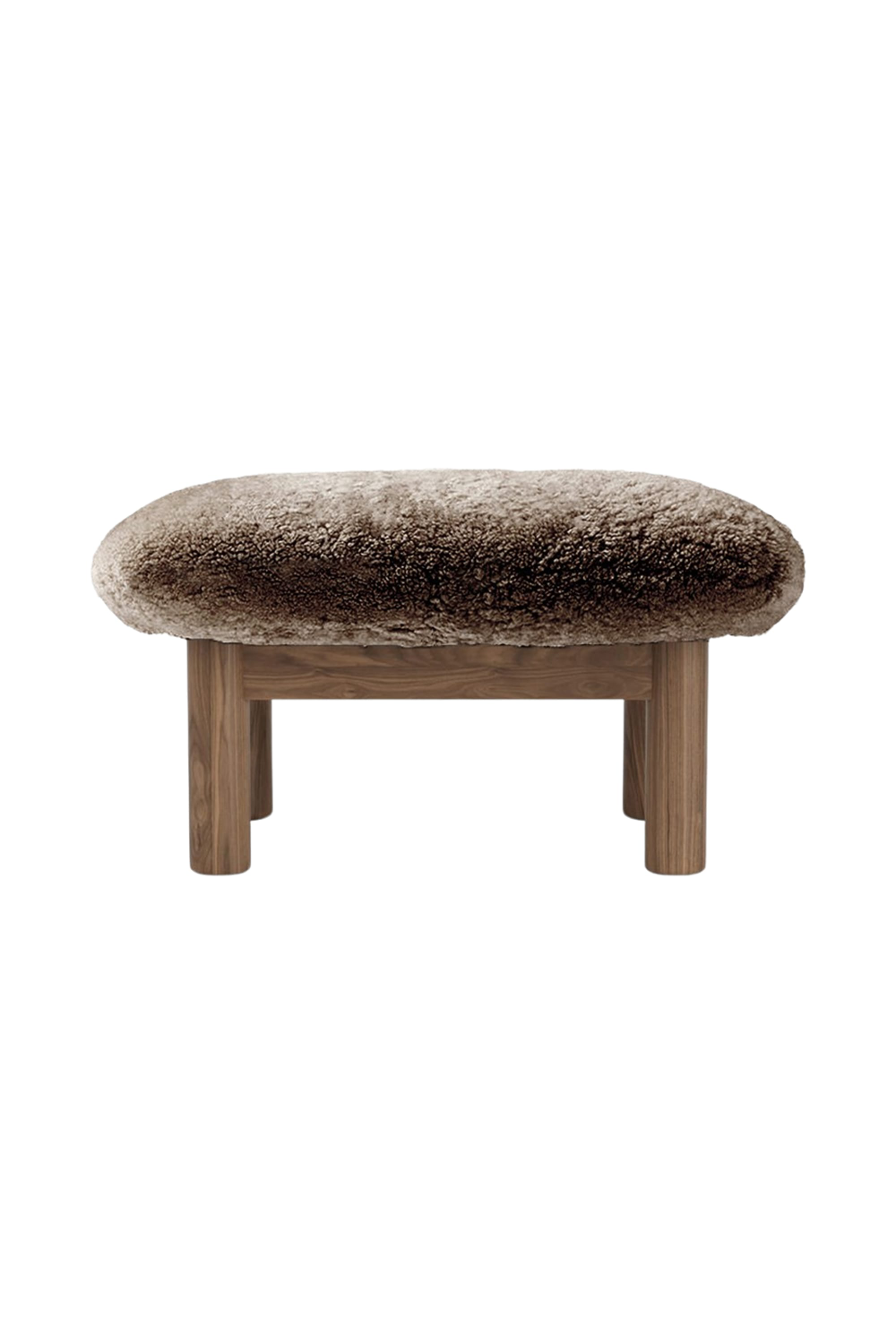   Wooden Leg Sheepskin Ottoman | Oroa.com