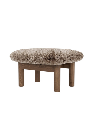   Wooden Leg Sheepskin Ottoman | Oroa.com