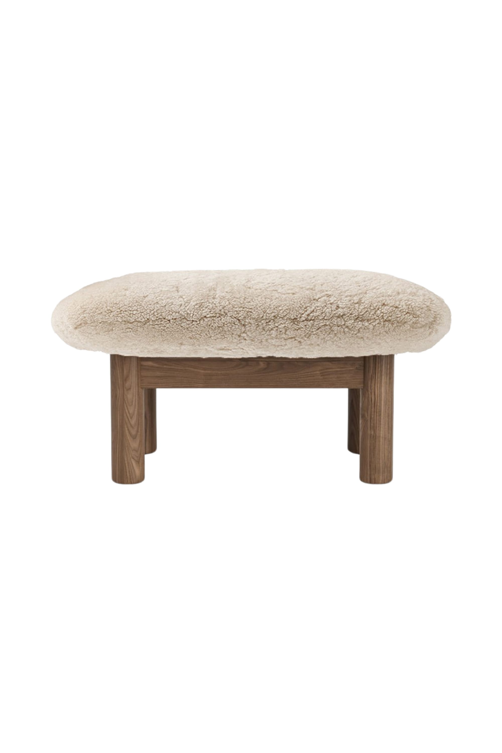   Wooden Leg Sheepskin Ottoman | Oroa.com