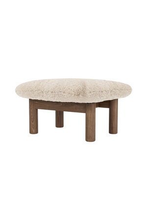   Wooden Leg Sheepskin Ottoman | Oroa.com