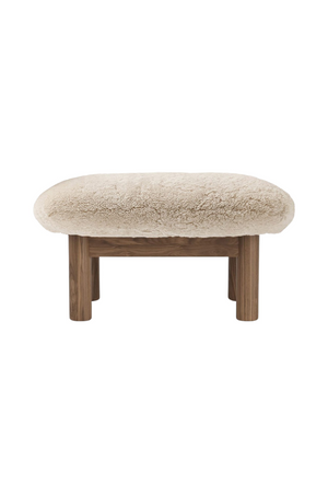   Wooden Leg Sheepskin Ottoman | Oroa.com