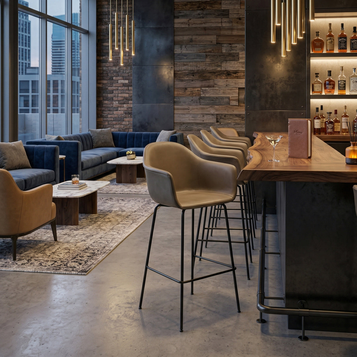   Upholstered Shell Bar Chair | Oroa.com