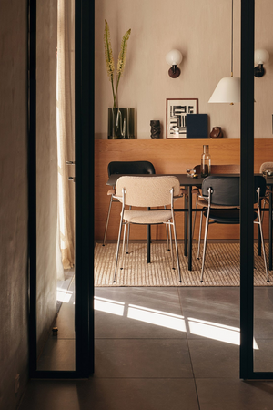   Chrome Base Oak Dining Armchair | Oroa.com