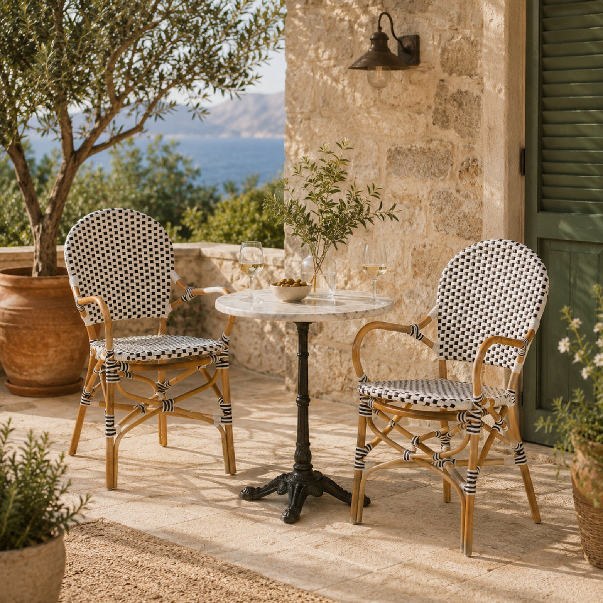   Contract furniture - Indoor Outdoor Two Toned Weaving Bistro Chairs 2 - www.oroatrade.com | Oroa.com