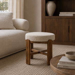   Modern European furniture - Round Fabric Cushioned Ottoman - www.oroa.com | Oroa.com