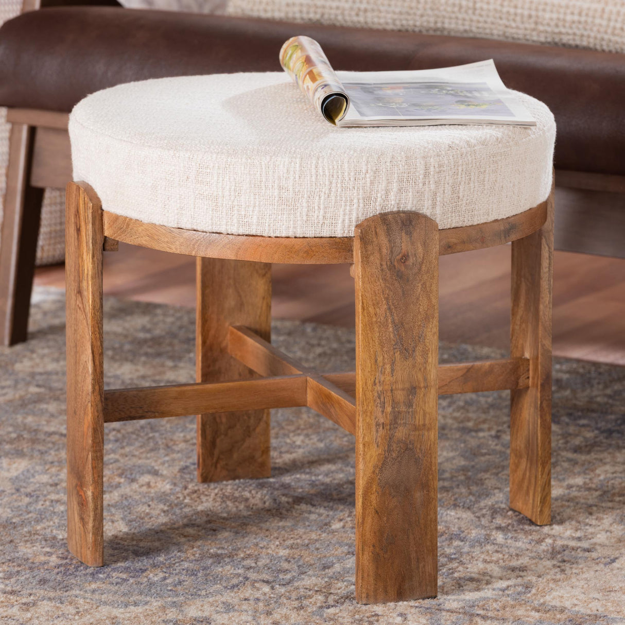   Modern European furniture - Round Fabric Cushioned Ottoman - www.oroa.com | Oroa.com