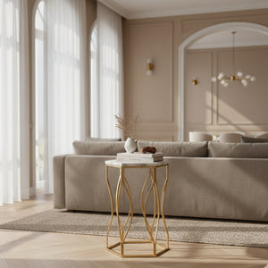   Hexagonal Marble End Table | Oroa.com