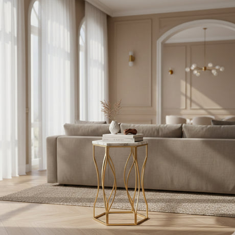   Hexagonal Marble End Table | Oroa.com