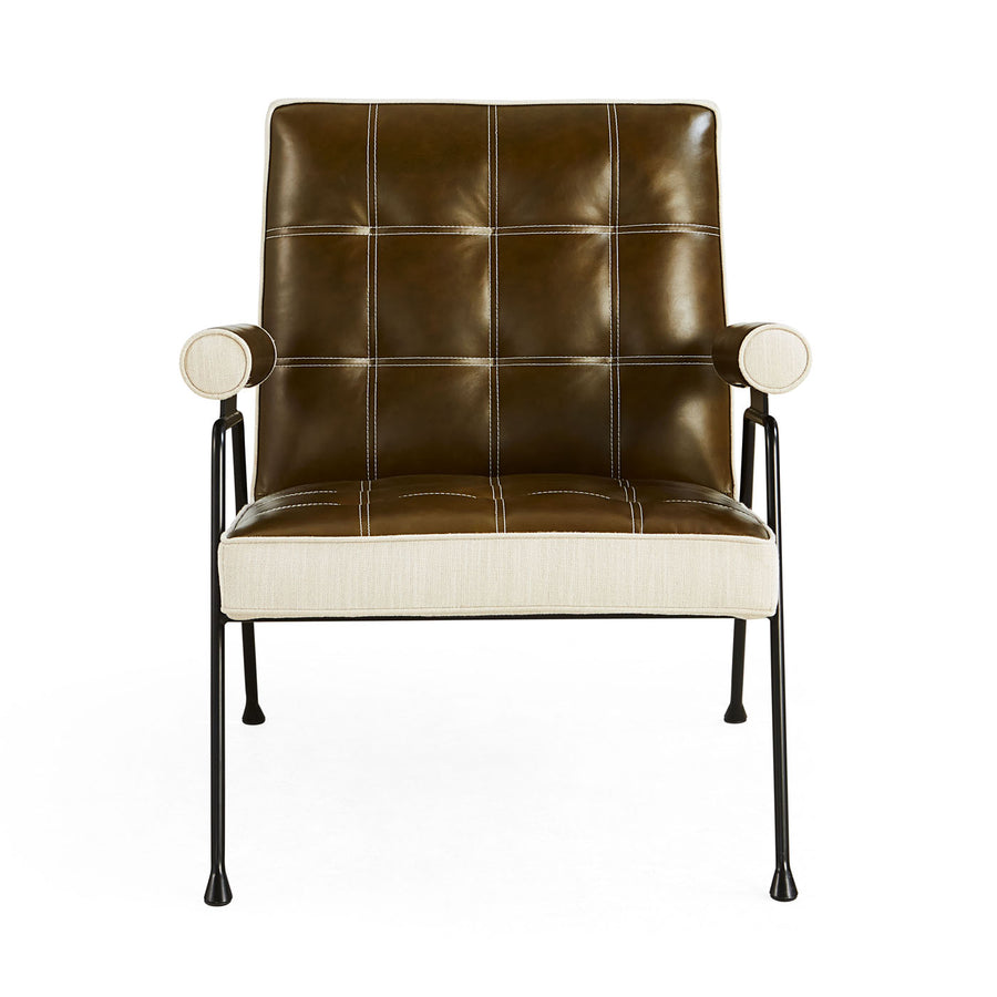   Tufted Green Leather Lounge Chair | Oroa.com