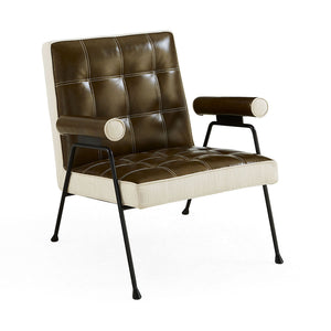   Tufted Green Leather Lounge Chair | Oroa.com