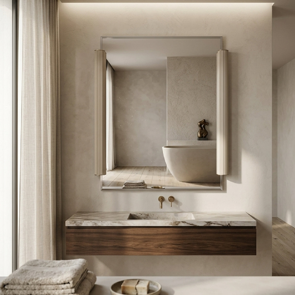   Fluted Side Beveled Mirror | Oroa.com