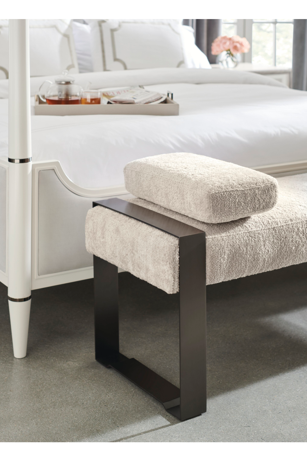   White Channel Tufted Queen Bed | Oroa.com