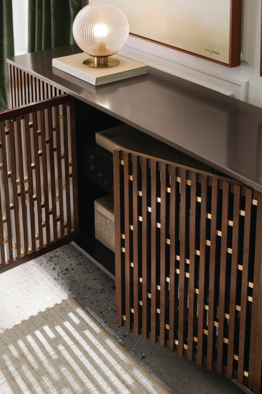  Slatted Wood Media Console | Oroa.com